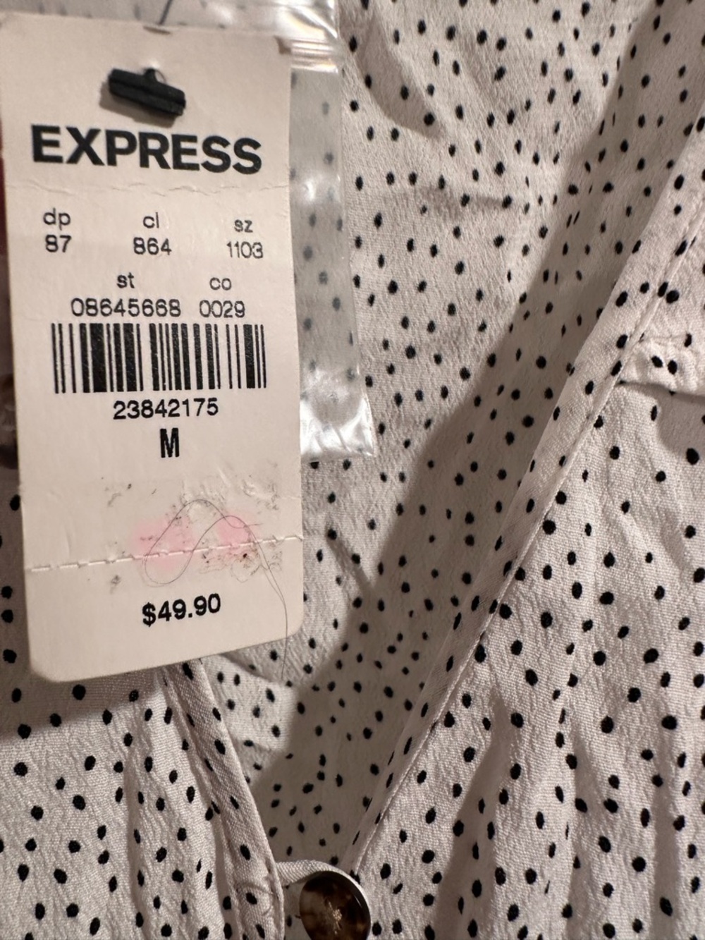 Express White Tie-Front Button Ruffle Blouse - Picture 2 of 16